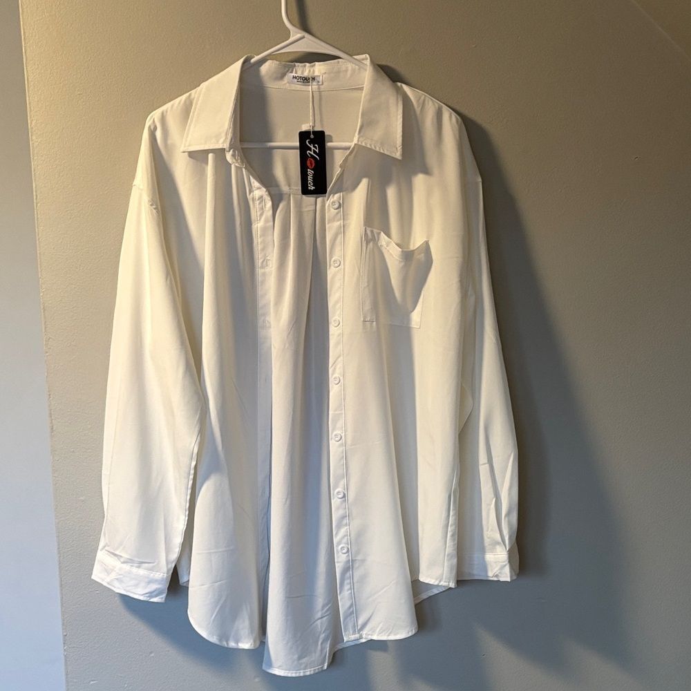 Womens White Long Sleeve Shirt size Large